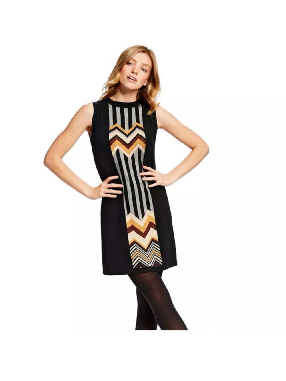 Missoni for Target - Sleeveless Black Shift Dress with Chevron Panel- NWT